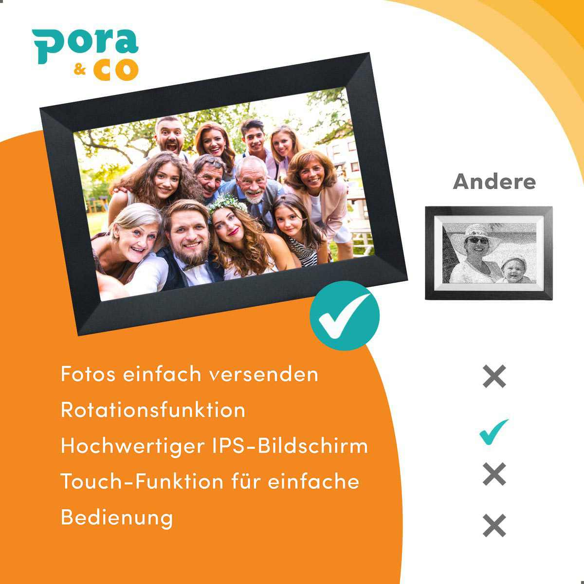 Pora 10" WF-105T schwarz, Digitaler Bilderrahmen