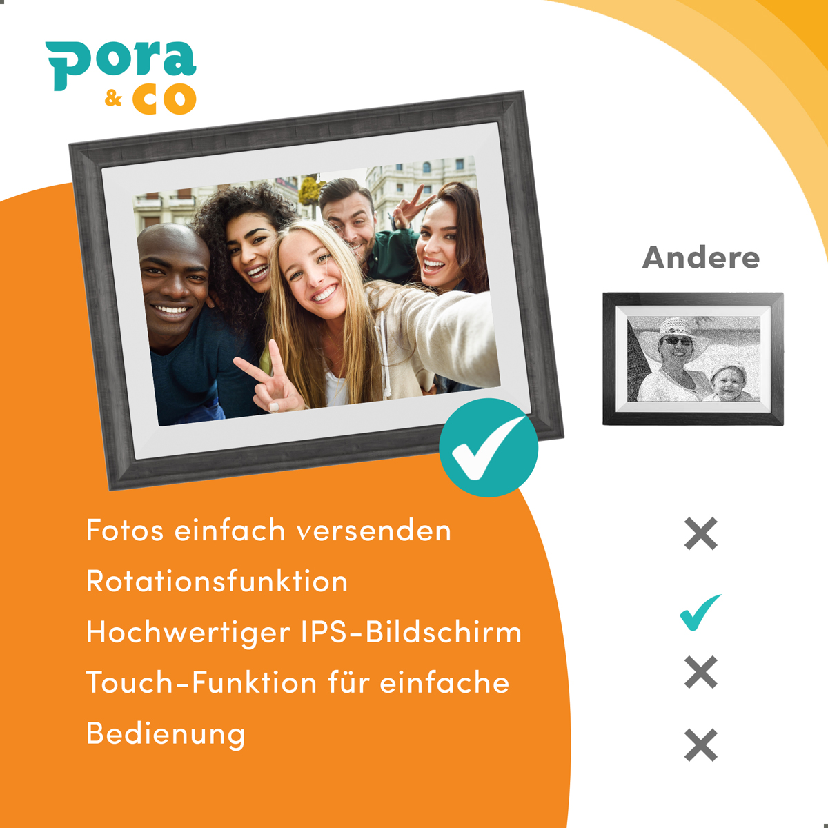 Pora 10"  WF-105T-BR braun Digitaler Bilderrahmen