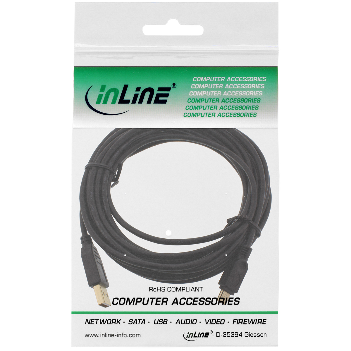InLine USB 2.0 USB A Stecker an Mini-B Stecker (5pol.) Mini-Kabel, 5m