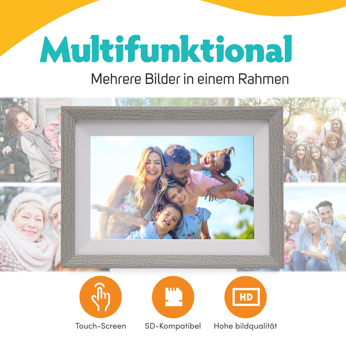 Pora 10" WF-105T-SL weiß/silber Digitaler Bilderrahmen