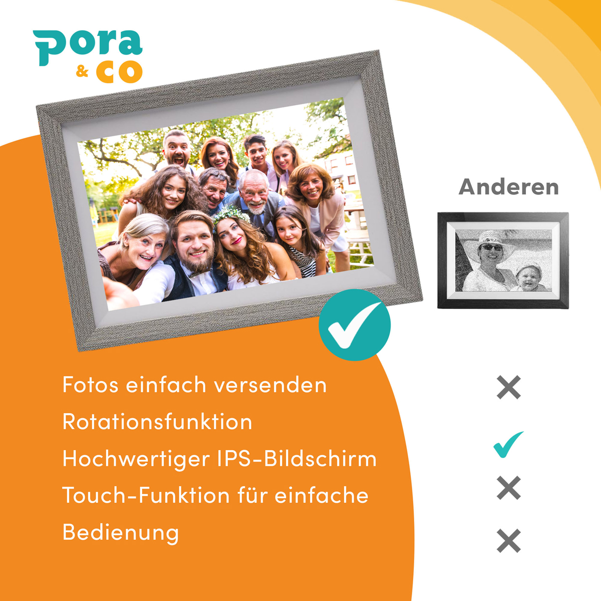 Pora 10" WF-105T-SL weiß/silber Digitaler Bilderrahmen