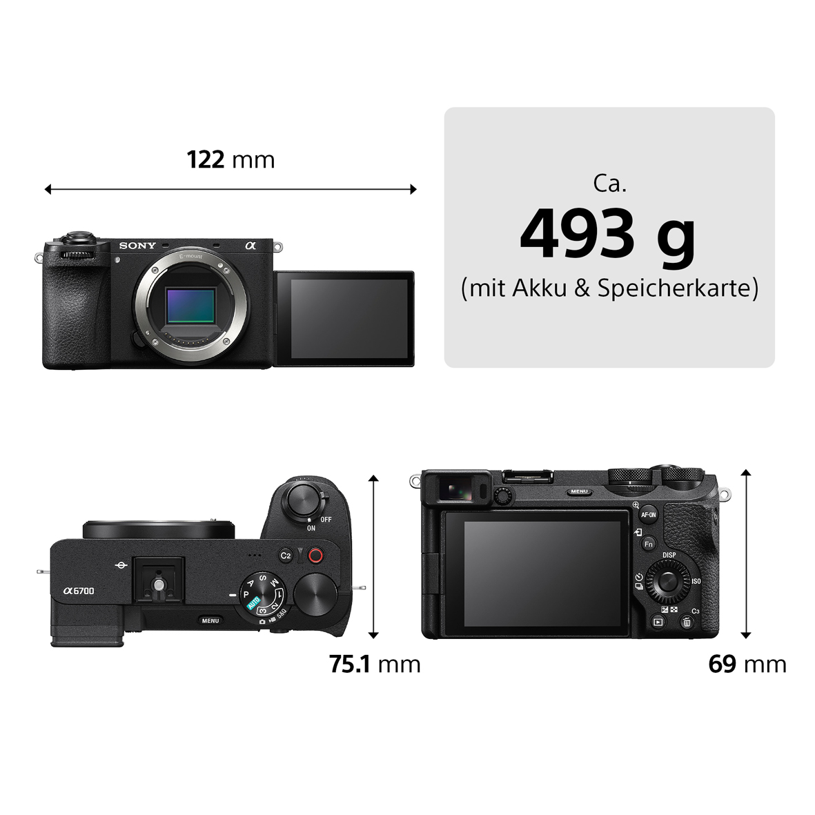 Sony Alpha ILCE-6700+SEL1650II+SEL70350G schwarz, Kamerakit