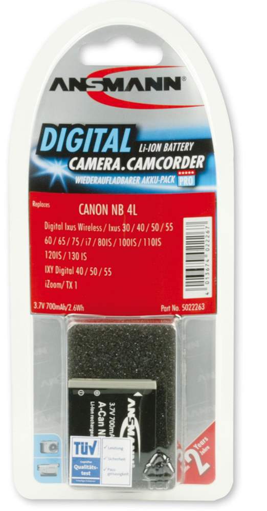Canon Akku NB4L baugleich 700mah Ansmann