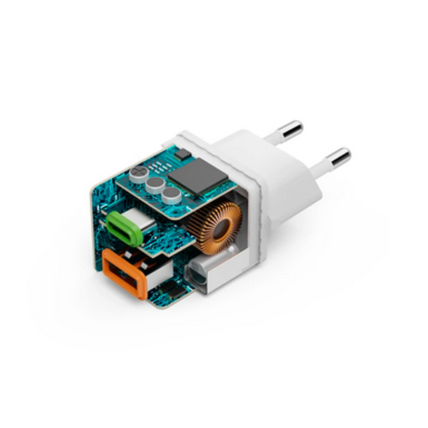 Hama 30W Schnellladegerät, 1x USB-C PD, 1x USB-A QC, Mini Ladegerät, weiß