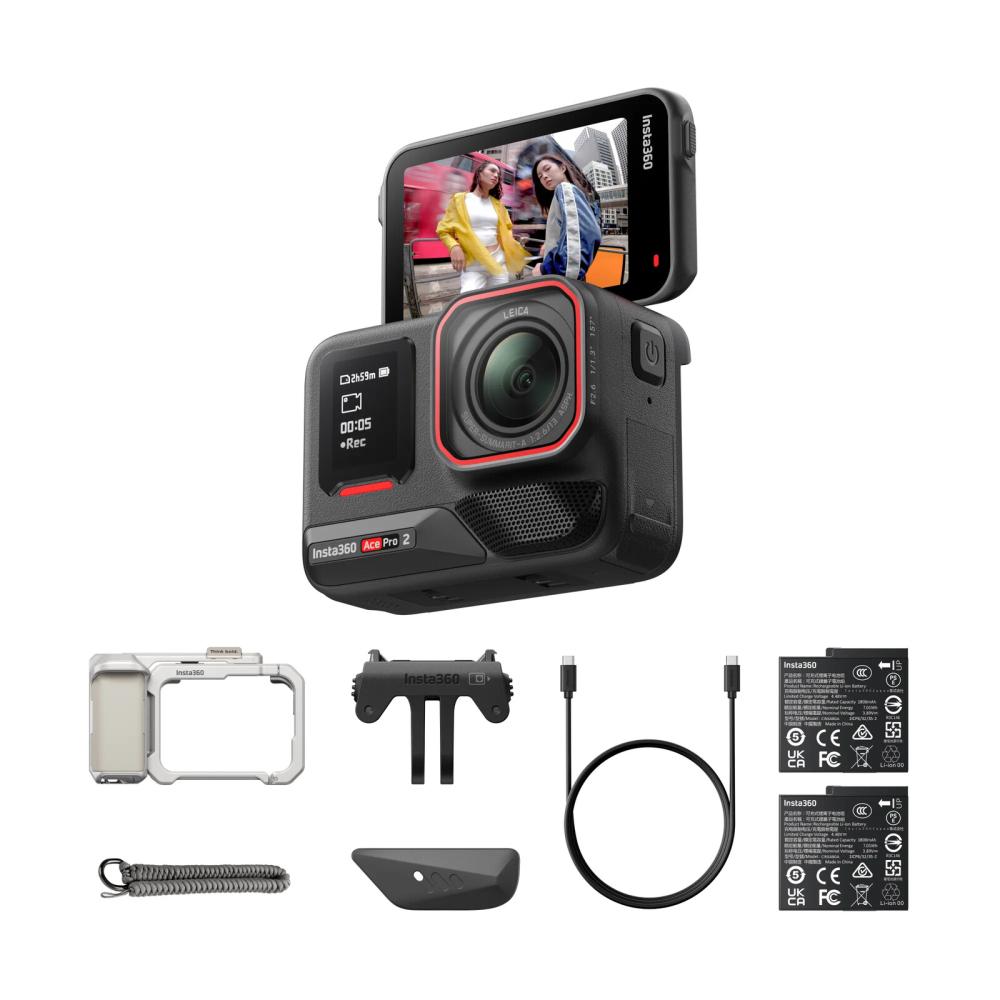 Insta 360 Ace2 Pro Xplore Dual Bundle Grey,Set incl. Griff, 2 Akkus