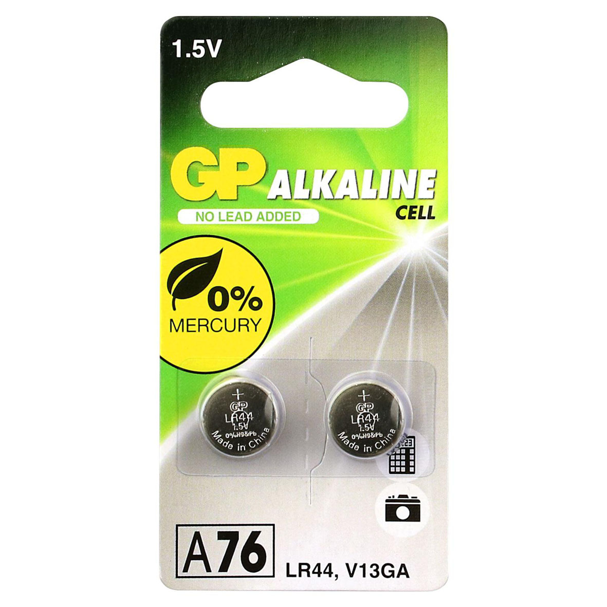 GP 76A/LR44 Alkaline Knopfzelle 2er 1,5V ULTRA PLUS