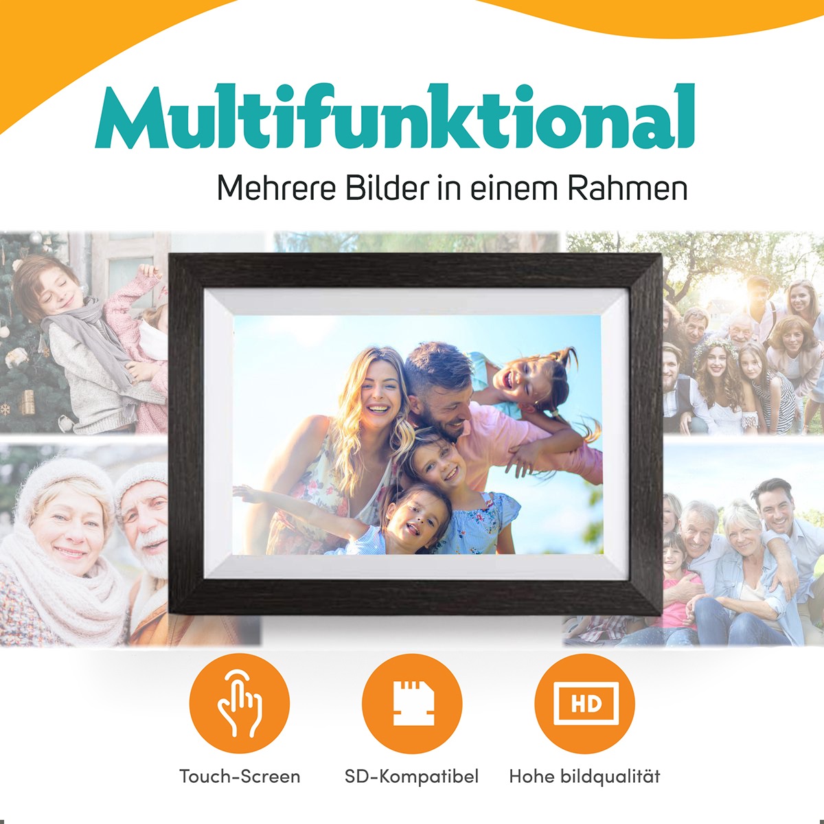 Pora 10" WF-105T-BL Schwarz digitaler Bilderrahmen